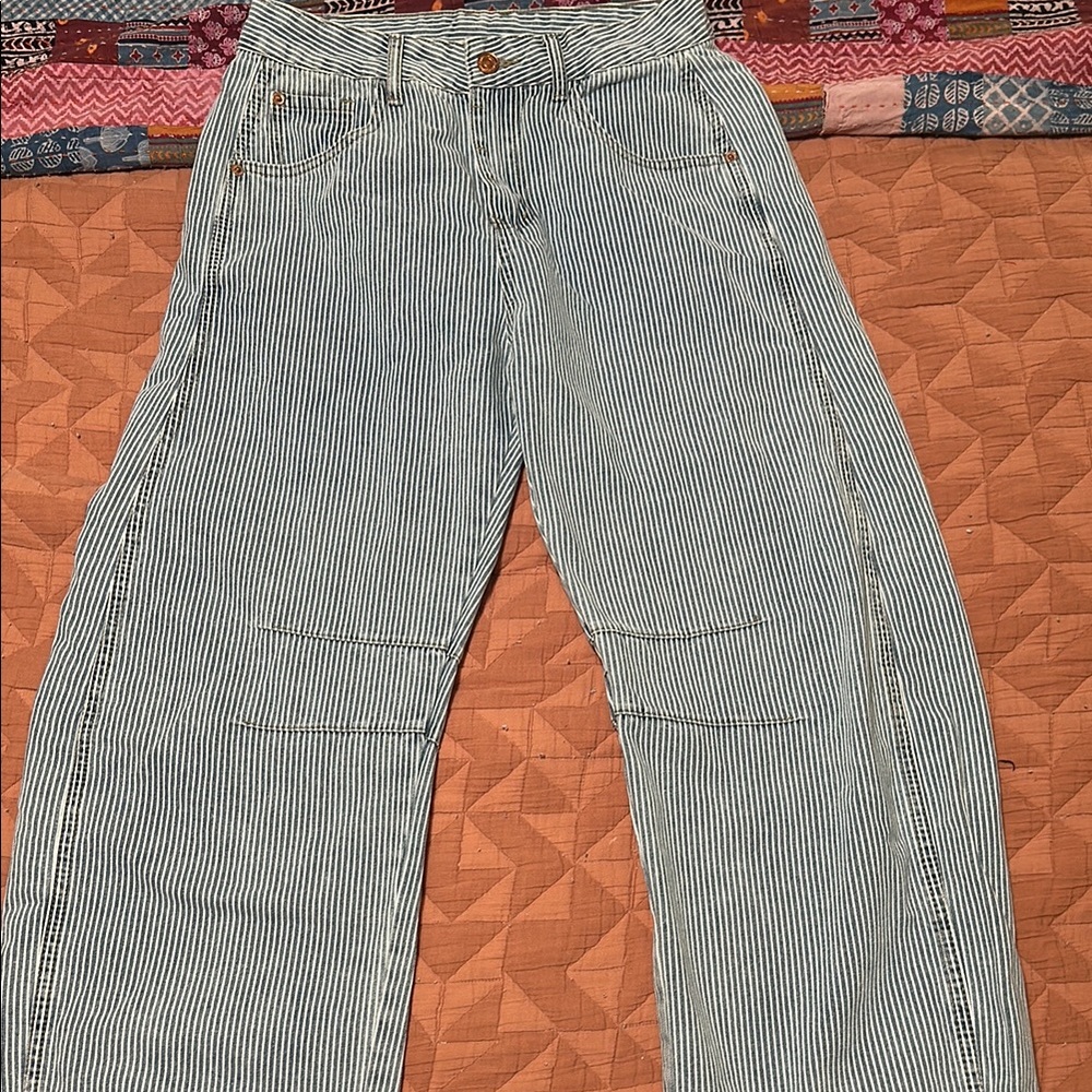 Pin-Striped Barrel Jeans- NWOT